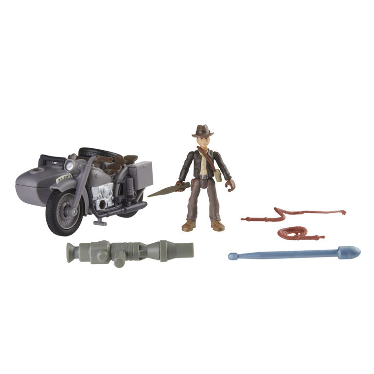 Indiana Jones Worlds of Adventure Indiana Jones with Motorcycle and Sidecar Toy, 2.5 Inch, Indiana Jones Toys