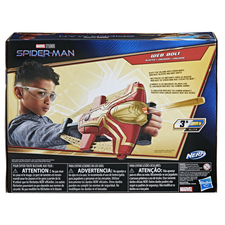 Marvel Spider-Man Web Bolt NERF Blaster Toy Includes 3 Elite Nerf Darts
