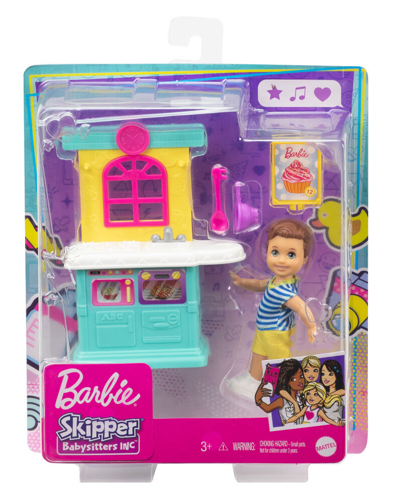 Barbie Skipper Babysitters Inc. Small Toddler Doll Kitchen Playset with Dessert Mix Box Bowl Spoon Toys R Us Canada
