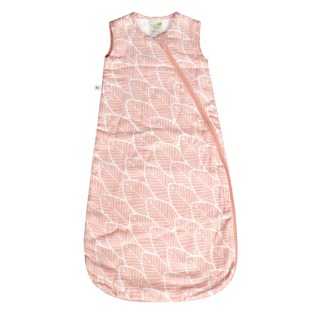 Perlimpinpin-Muslin sleep bag 1.5 TOG-Pink leaves-6-18m
