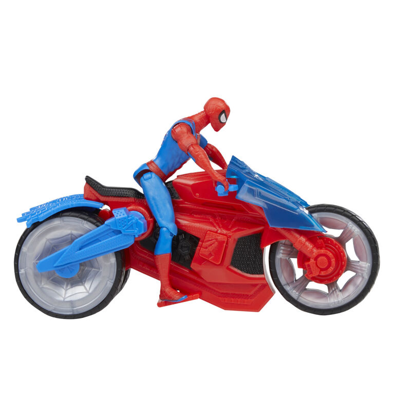 Marvel Spider-Man Web Blast Cycle Toy Set with 4 Inch Action Figure and 2 Web Projectiles