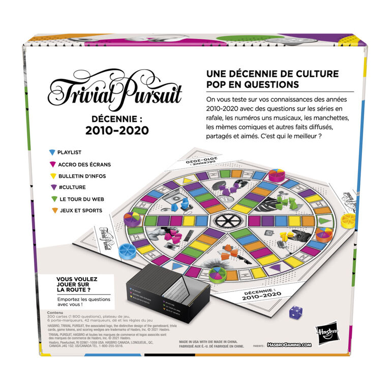 Trivial Pursuit Décennie : 2010-2020, jeu de plateau pour adultes (Édition Française)