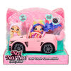 Décapotable pelucheuse et douce Na Na Na Surprise, véhicule rose de poupée, voiture de poupée, voiture chaton
