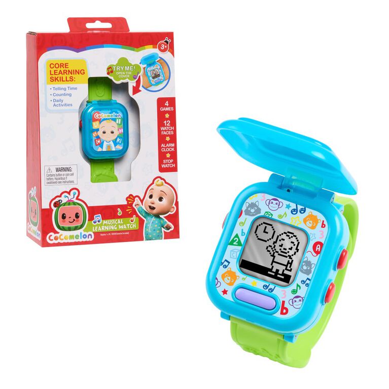 CoComelon JJ's Learning Smart Watch Toy for Kids with 3 Education-Based Games, Alarm Clock, and Stop Watch