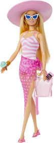 Barbie Plage-Poupée blonde en maillot de bain et accessoires