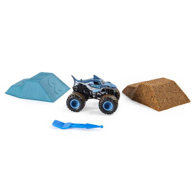 Monster Jam, Megalodon Monster Dirt Starter Set, Featuring 8oz of Monster Dirt and Official Monster Jam Truck