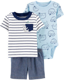 Carter's 3-Piece Sloth Diaper Cover Set - Blue, 9 Months