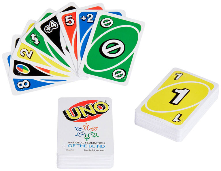 UNO Braille Family Card Game for Blind and Low Vision Players,with 112