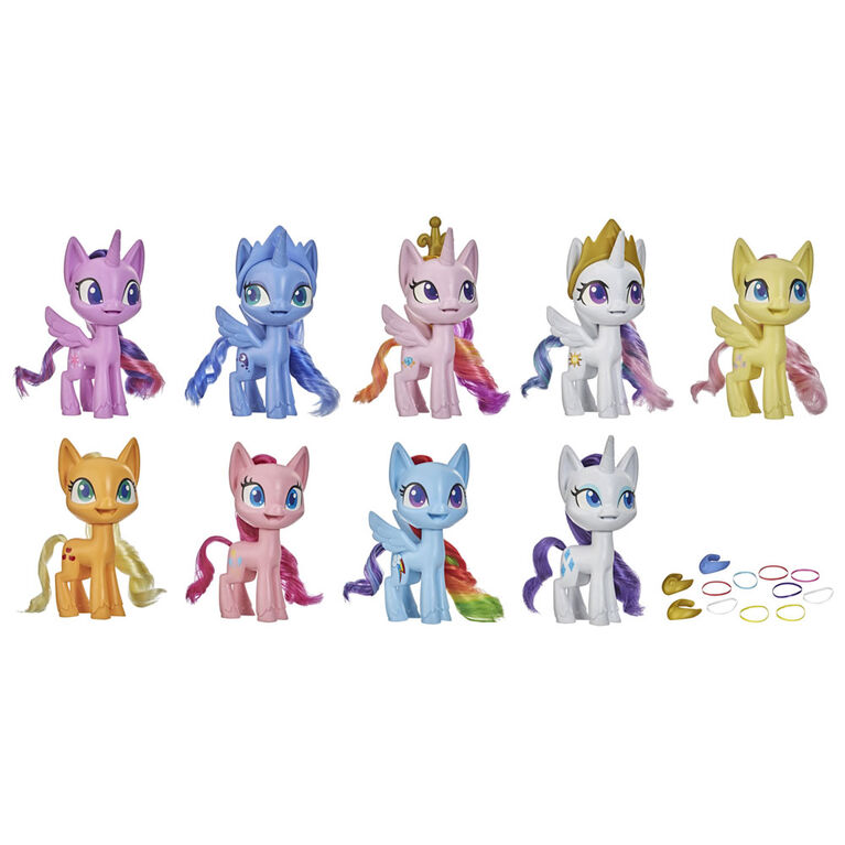 My Little Pony Grande collection de l'amitié, 9 poneys de 12,5 cm avec crinière à coiffer, peigne et 15 accessoires - Notre exclusivité