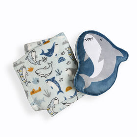 Shark Plush Throw and Pillow Set