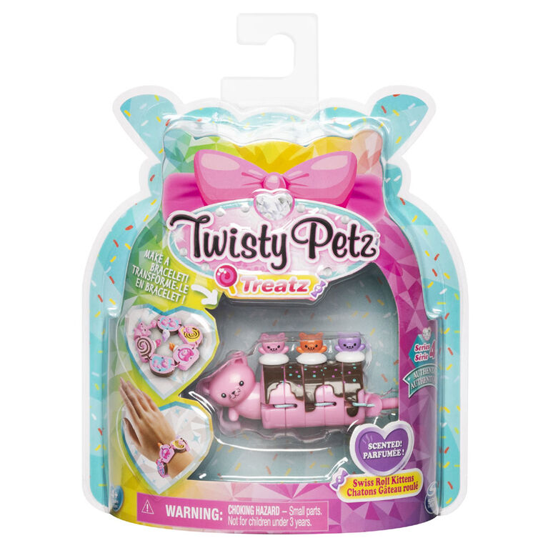 Twisty Petz Treatz, Swiss Roll Kittens Scented Stackable Collectible Bracelet