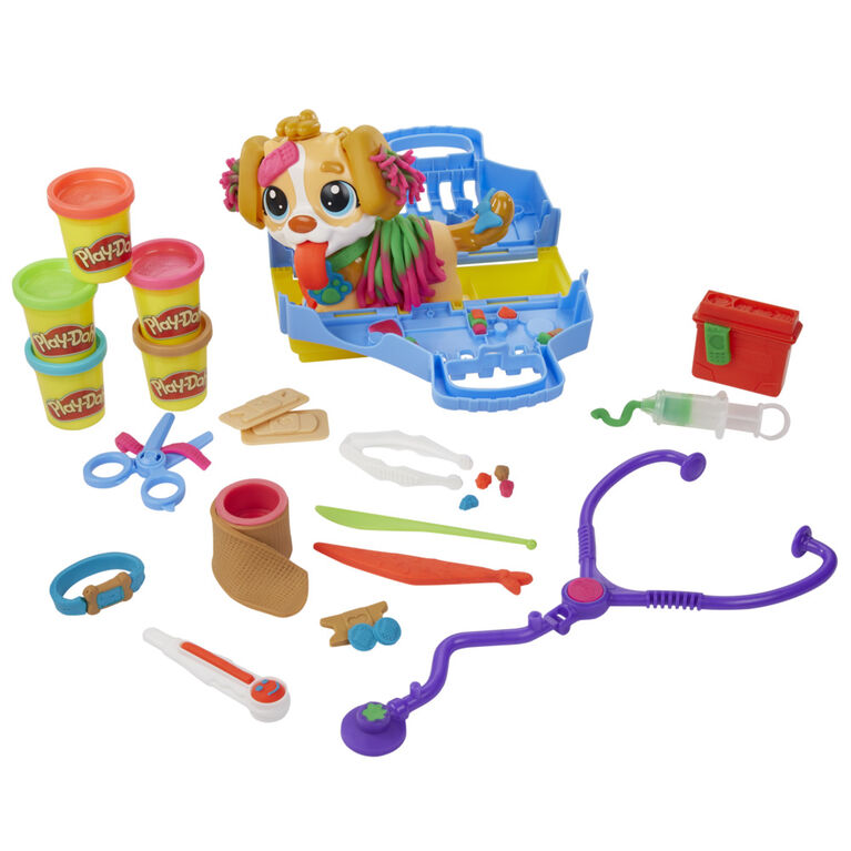 Play-Doh Care 'n Carry Vet Playset with Toy Dog, Storage, 10 Tools, and 5 Modeling Compound Colors, Non-Toxic