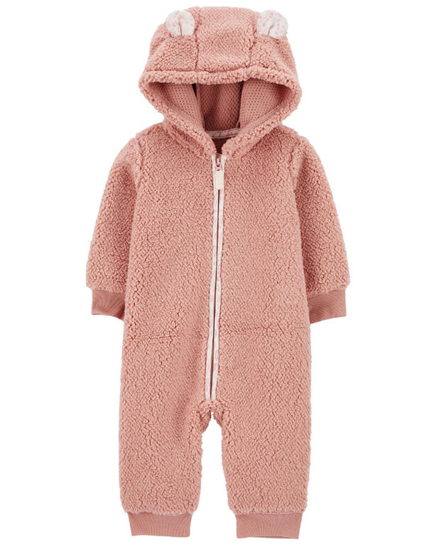 Carter's Zip Up Sherpa Jumpsuit Pink  9M