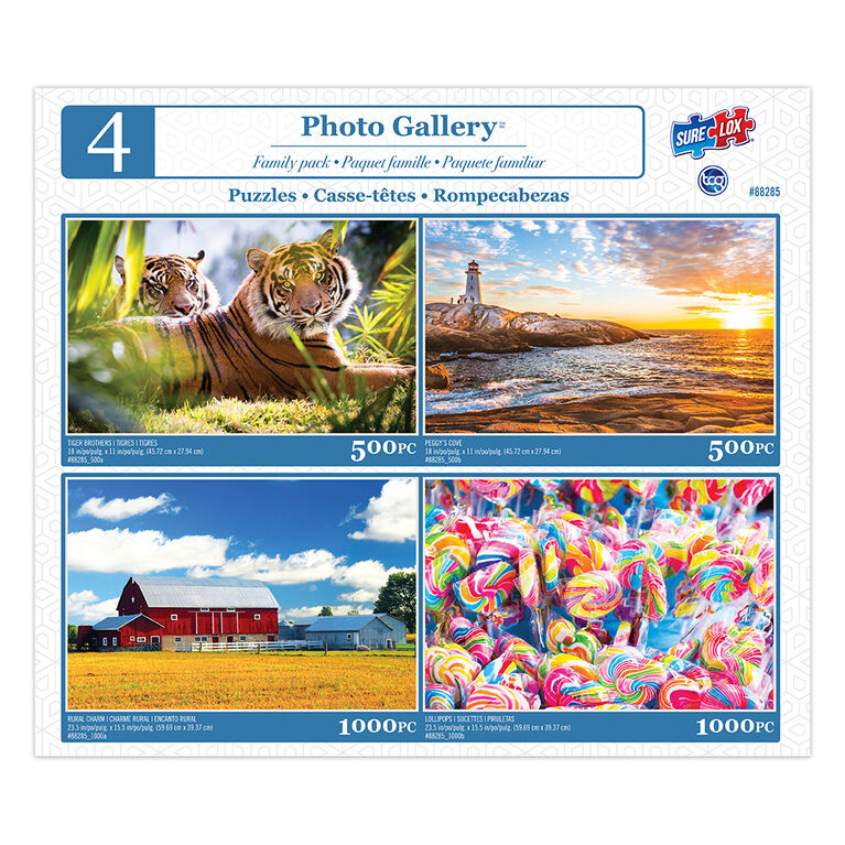 Sure-Lox 4 In 1 Art Gallery Multipack Puzzles - 500 and 1000 Piece Jigsaw Puzzles
