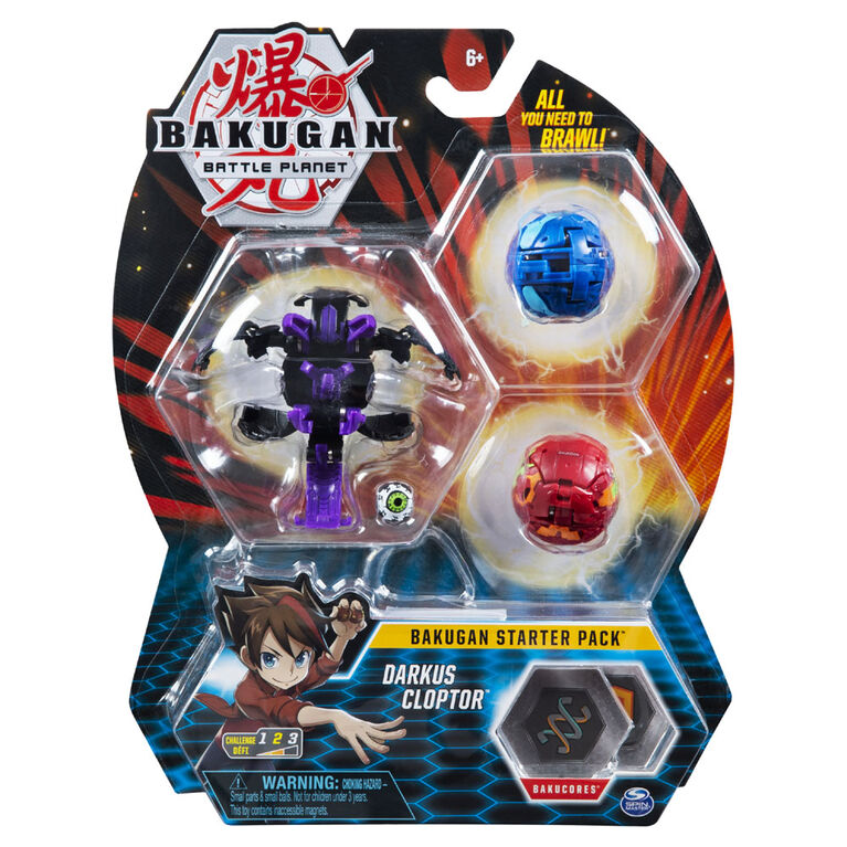 Bakugan, Starter Pack 3 personnages, Darkus Cloptor, Créatures transformables à collectionner