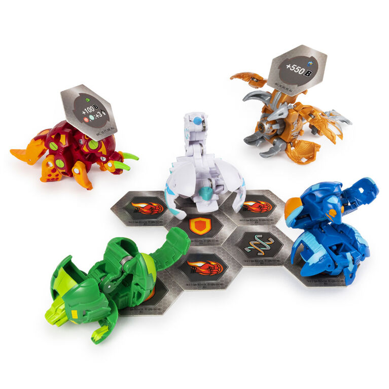 Bakugan, Battle Pack 5-Pack, Aurelus Cloptor and Pyrus Trhyno, Collectible Cards and Figures