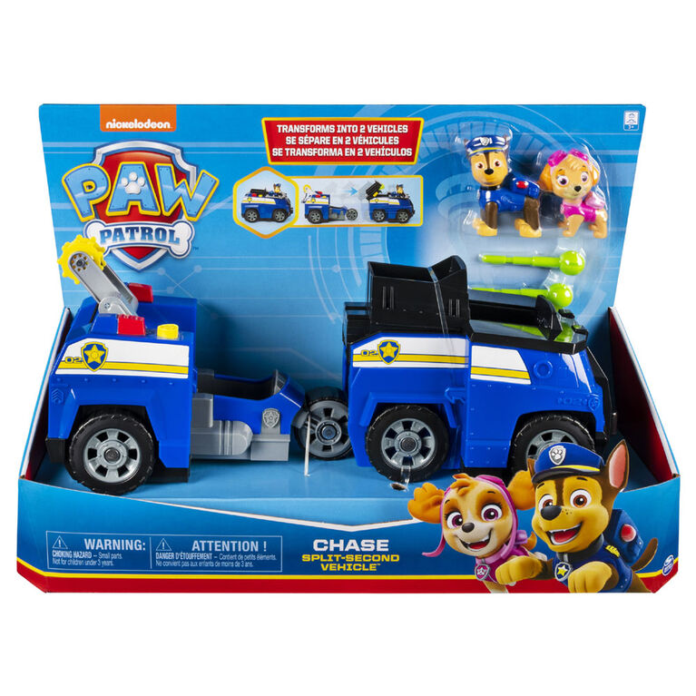 PAW Patrol, Chase 2-in-1 Transforming Police Cruiser with 2 Collectible Figures | Toys R Us Canada