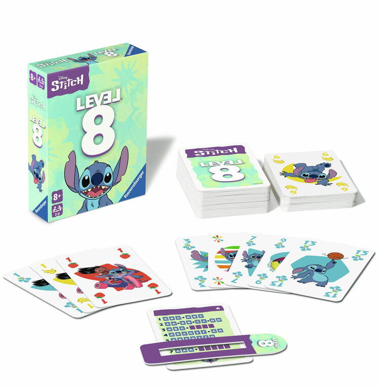 Ravensburger 24700 - Disney Stitch Level 8 - Le jeu de cartes populaire pour 2 à 6 joueurs et les fans de Disney