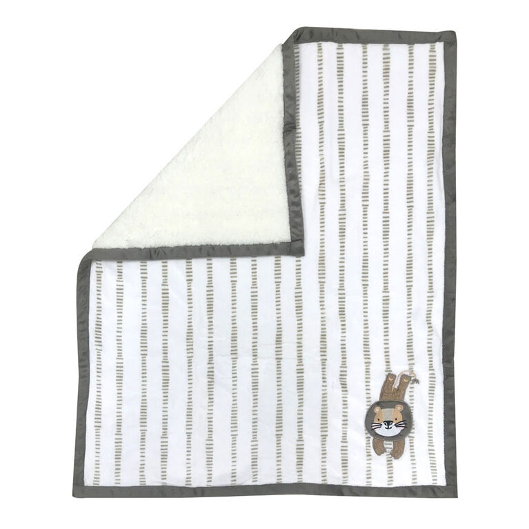 Koala Baby - Lion Taupe Sherpa Applique Blanket