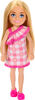 Barbie Chelsea Doll, Small Doll Wearing Removable Checked Dress with Blonde Hair & Blue Eyes