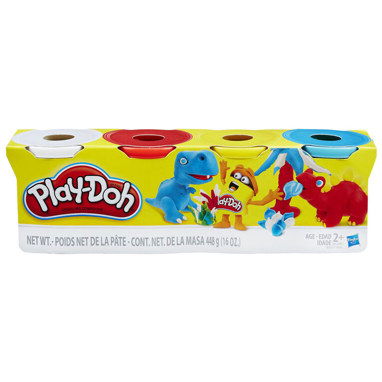 Play-Doh - Ensemble de 4 pots Play-Doh de couleurs classiques
