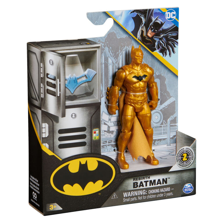 DC Comics, Metallic Rebirth Batman Action Figure, 2 Mystery Accessories, 4-inch