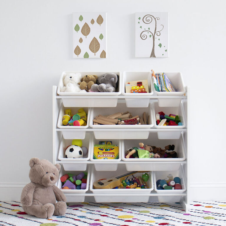 Toy Organizer with 12 Bins, White/White