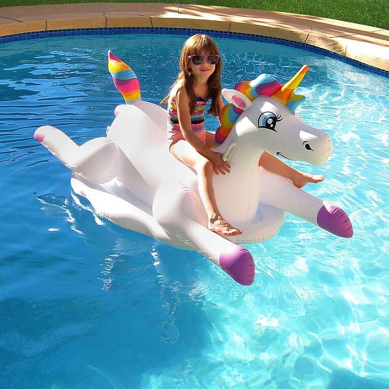 Cloud Rider Rainbow Unicorn Inflatable Ride On Pool Float Toys R