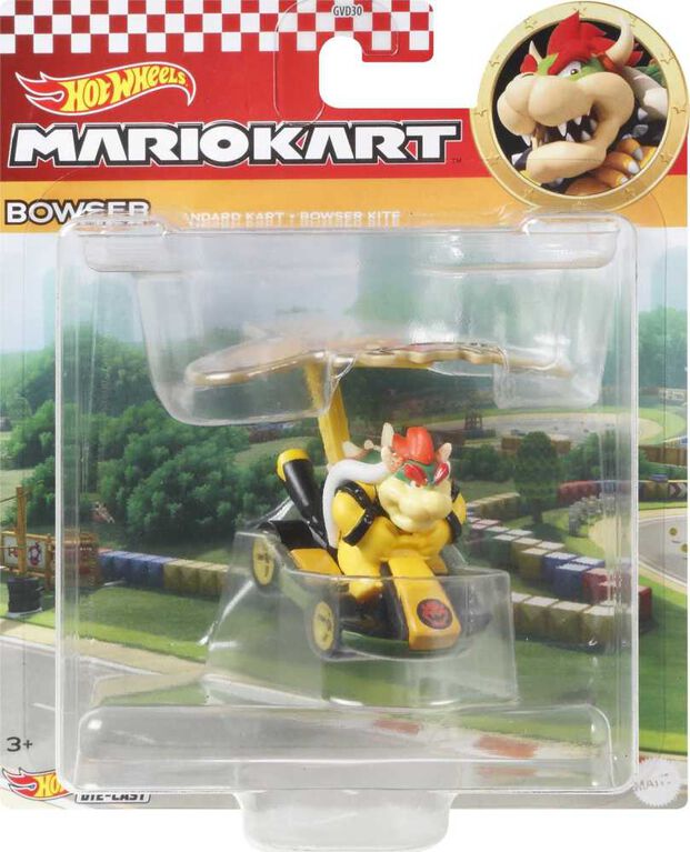 Hot Wheels - Mario Kart -Bowser Standard Kart et Cerf-Volant de Bowser