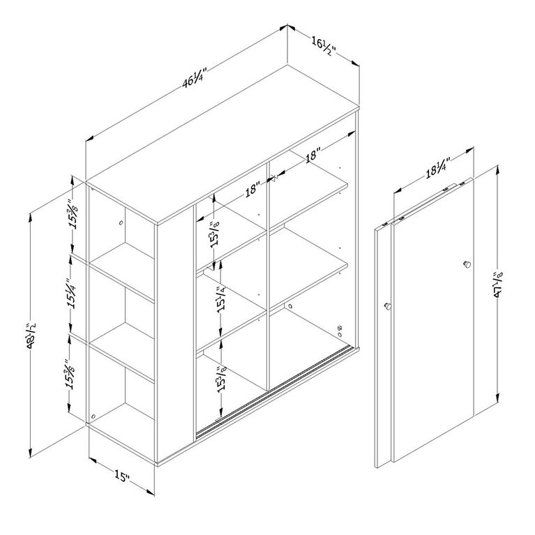 Crea Meuble de rangement avec portes coulissantes- Blanc solide