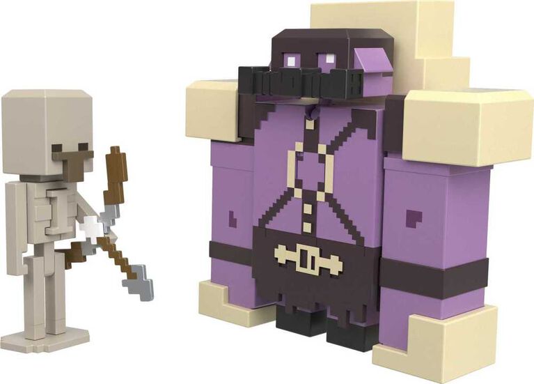 Minecraft Legends Coffret de 2 Figurines Pigmadillo v. Skeleton figurines articulées avec chacune une fonction d'attaque et un accessoire