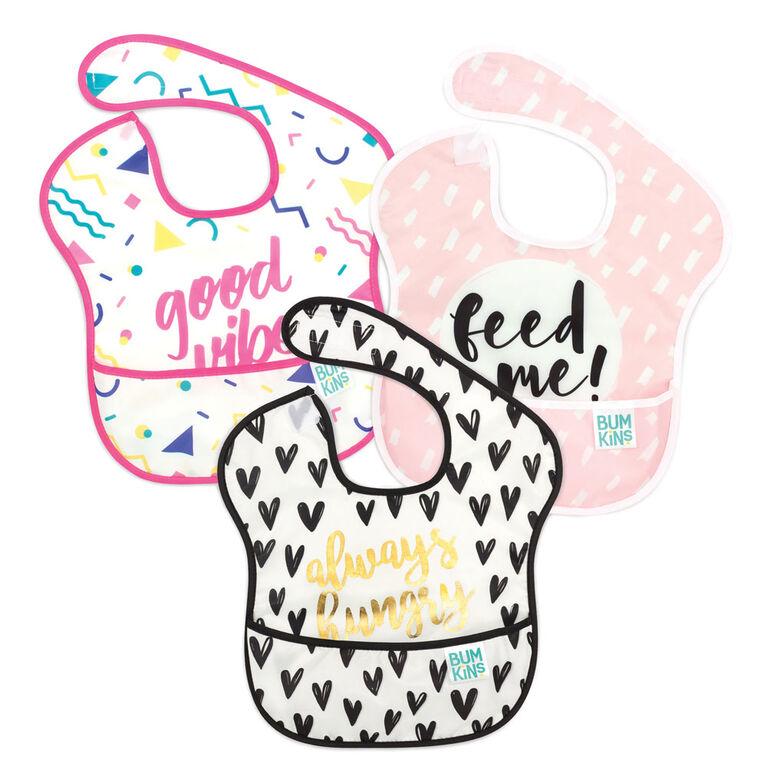 Bumkins - SuperBib 3 Pack - RainDrops, Pink Chevron, Umbrella