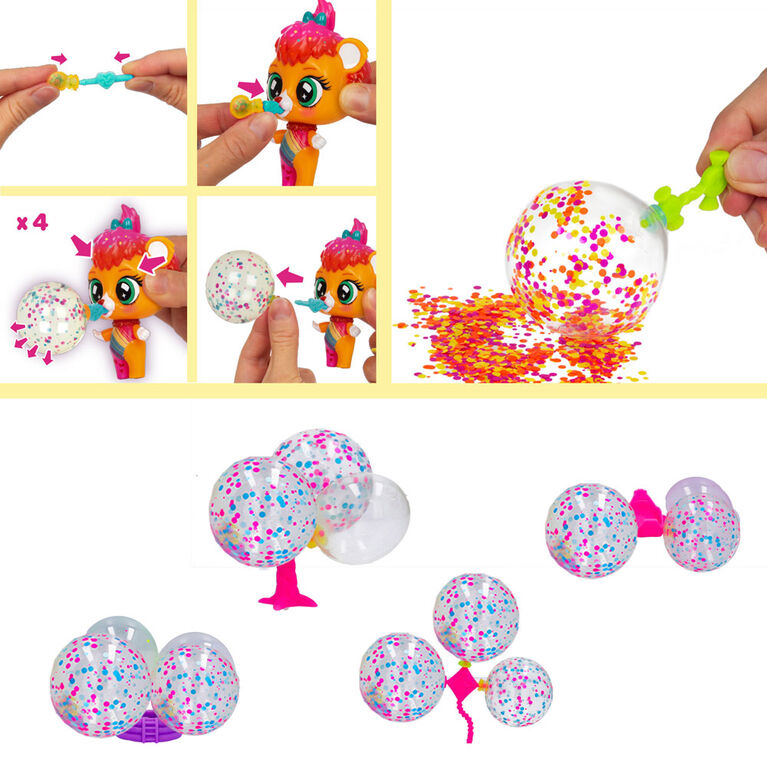 Bubiloons Confetti - Plus de 8 accessoires, personnage surprise qui fait des bulles, pour les filles et les garçons à partir de 5 ans