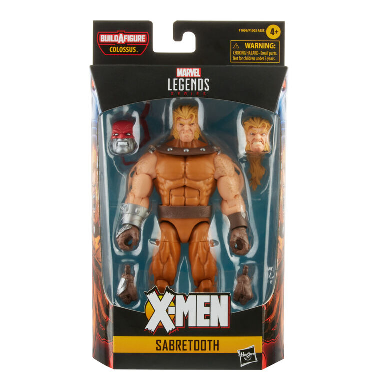 Marvel Legends Series 6-inch Scale Action Figure Toy Sabretooth and 1 Build-A-Figure Part