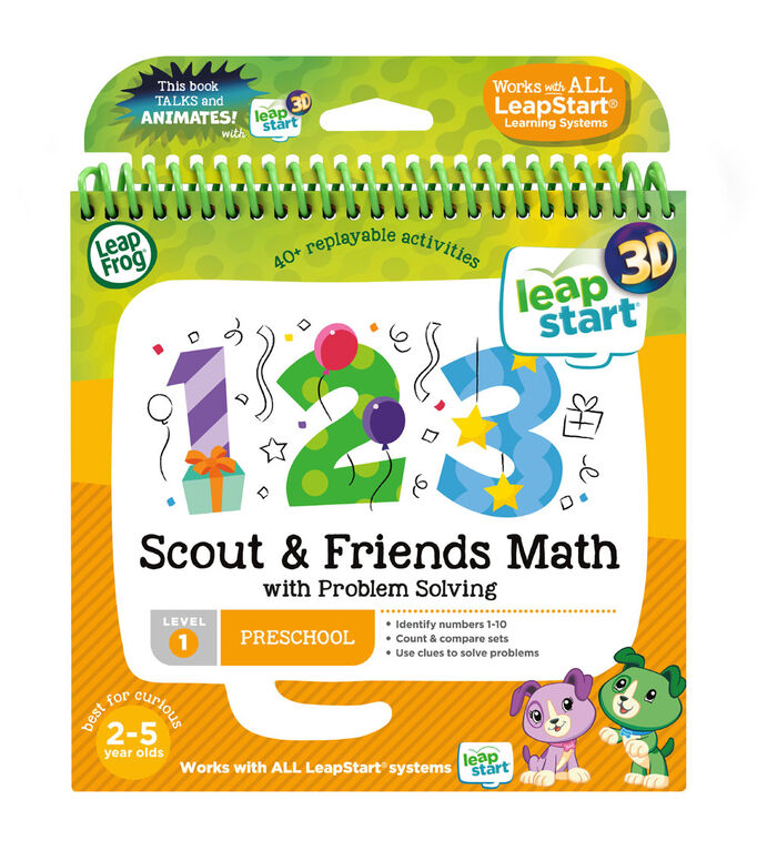 LeapFrog LeapStart Preschool (Level 1) Scout & Friends Math with Problem Solving Activity Book- Édition anglaise