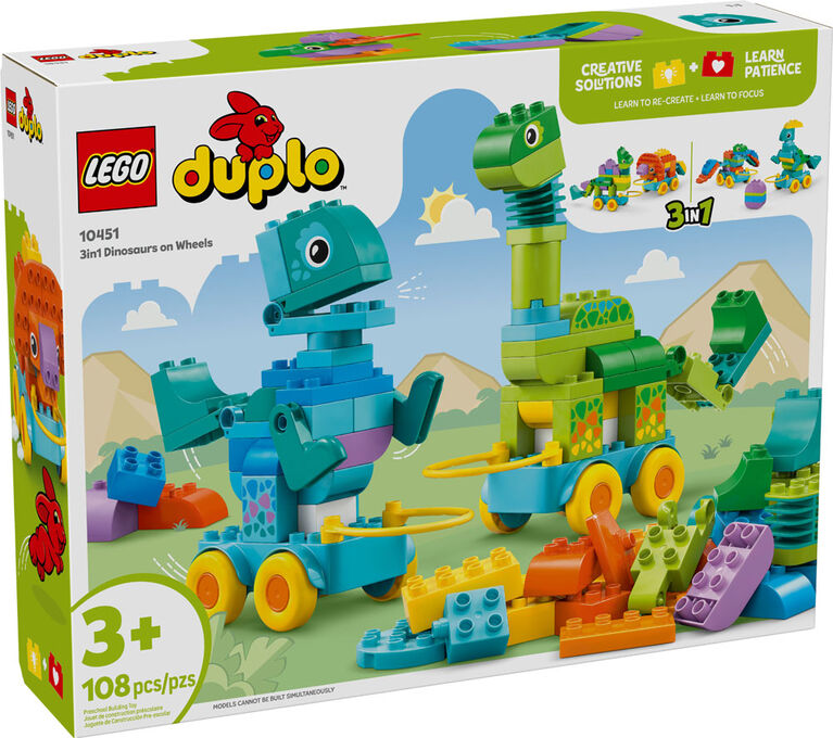 LEGO DUPLO Town 3 in 1 Dinosaurs on Wheels Learning Toy for Toddlers, Ages 3+ - 10451 LEGO DUPLO Town 3 in 1 Dinosaurs on Wheels Learning Toy for Toddlers, Ages 3+ - 10451