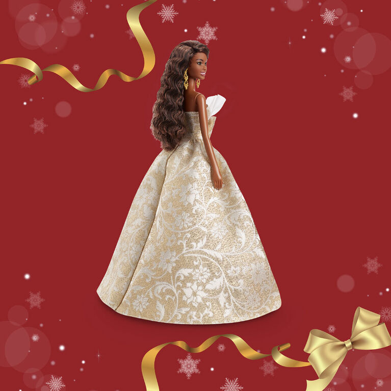 Barbie Signature 2025 Holiday Barbie Fashion Doll, Seasonal Collector, Black Hair with Silver & Gold Gown