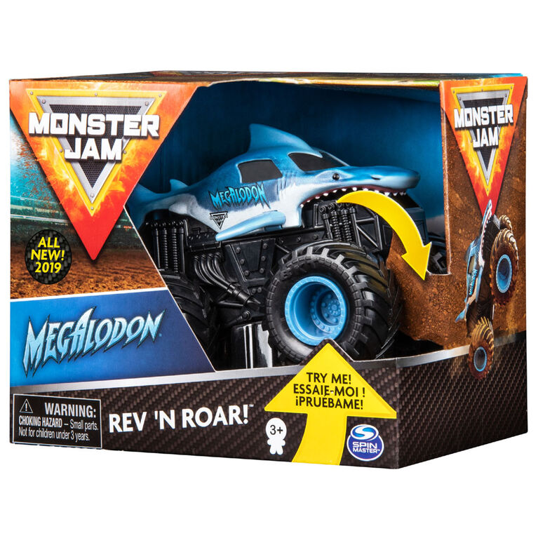 Monster Jam, Official Megalodon Rev 'N Roar Monster Truck, 1:43 Scale