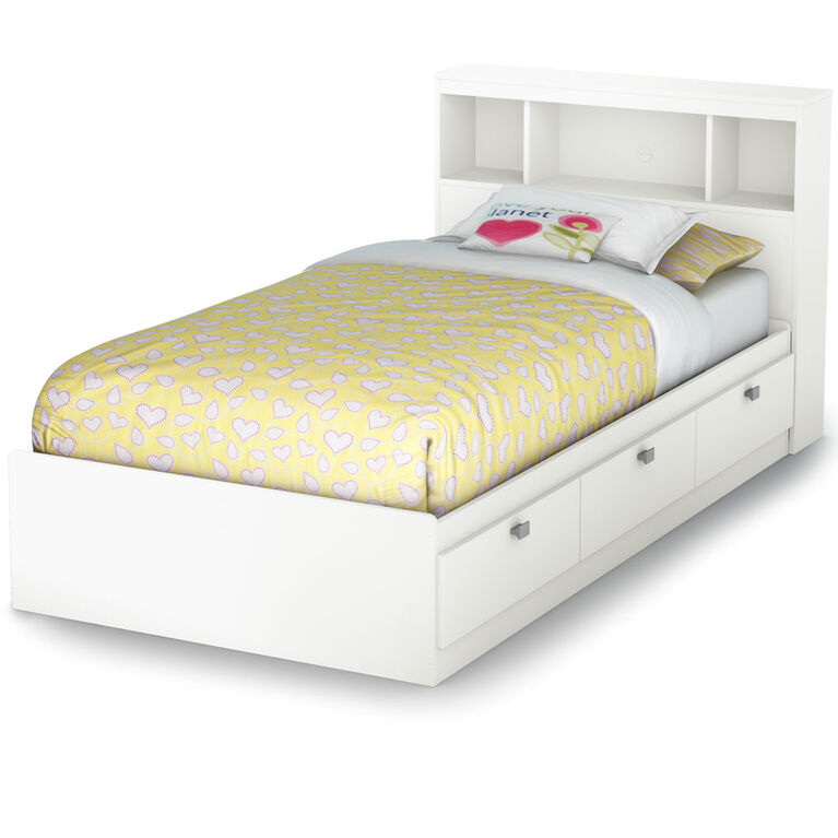 Spark Mate's Platform Storage Bed with 3 Drawers- Pure White