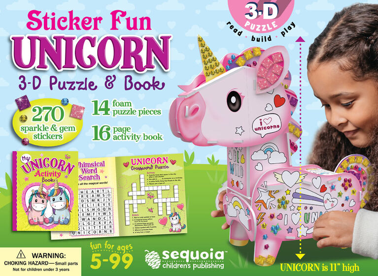 3D Puzzle and Book - Unicorn - English Edition