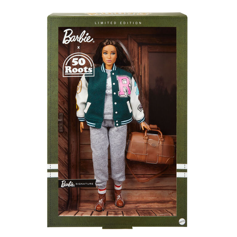 Roots 50th Anniversary Barbie Doll Barbie Signature X Roots Collaboration Toys R Us Canada