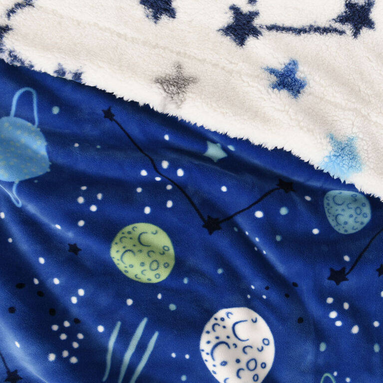 Baby's First by Nemcor Reversible Ultimate Sherpa Baby Blanket, Space