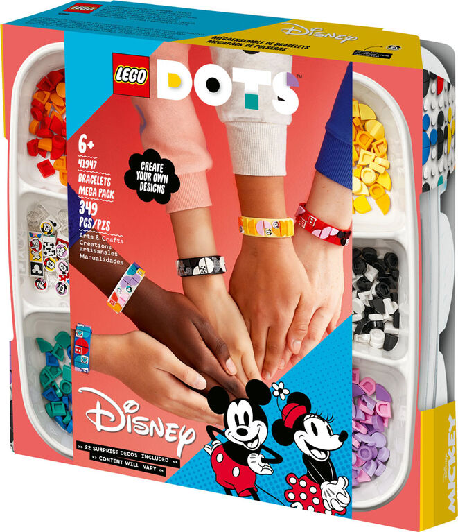 LEGO DOTS  Disney Mégaensemble de bracelets Mickey et ses amis 41947, Ensemble de bricolage (349 pièces)
