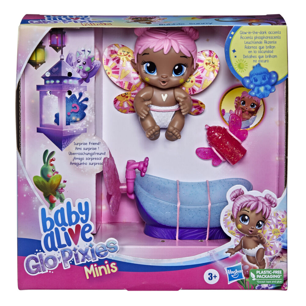 Baby Alive GloPixies Minis Doll, Bubble Sunny, Glow-In-The-Dark Doll