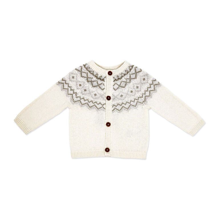 Rock a Bye Baby  Ensemble cardigan en tricot avec pieds : Fairisle crème 0-3 mois
