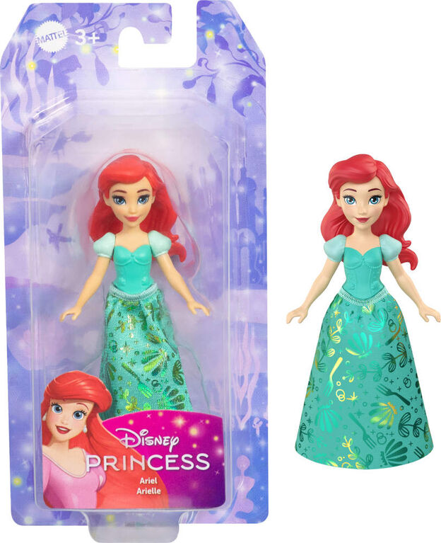 Disney Princess Ariel Posable Small Doll in Shiny Outfit with Removable Skirt, Inspired by Movie