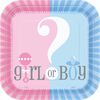 Gender Reveal Square 9" Plates, 8 pieces - English Edition