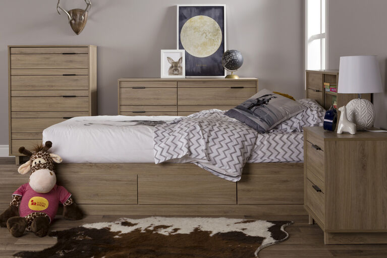 Fynn Tête de lit avec rangement Simple Chêne rustique