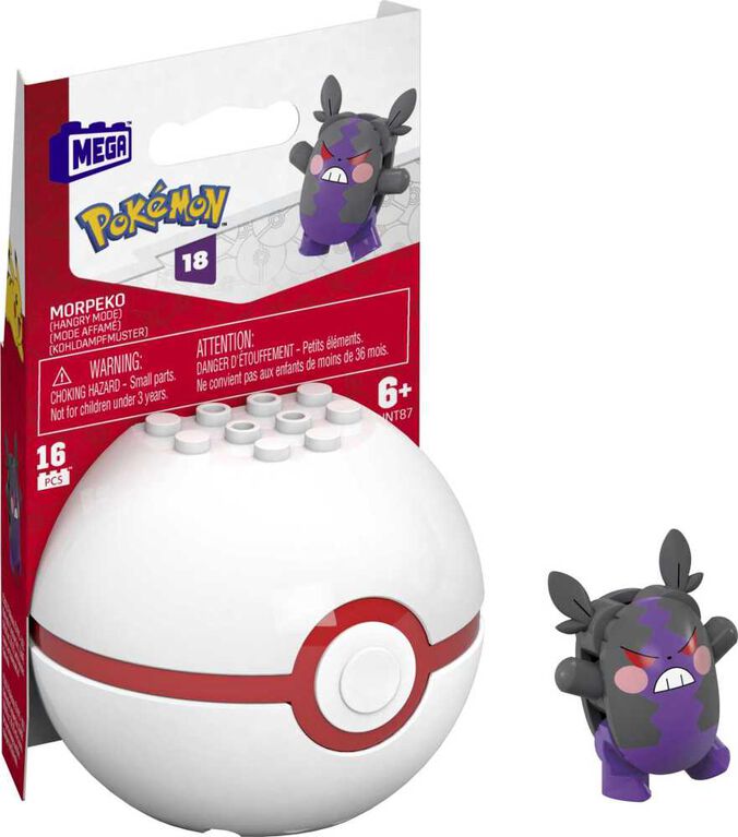 MEGA Pokemon Morpeko Building Toy Kit, Poseable Action Figure with Poke Ball (16 Pieces)