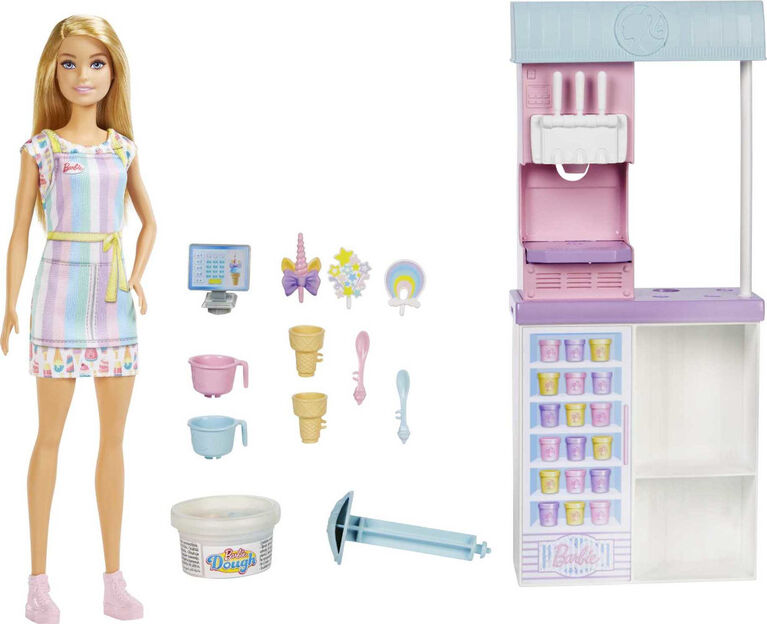 Barbie - Coffret Marchande de Glaces, poupée blonde 30 cm, accessoires